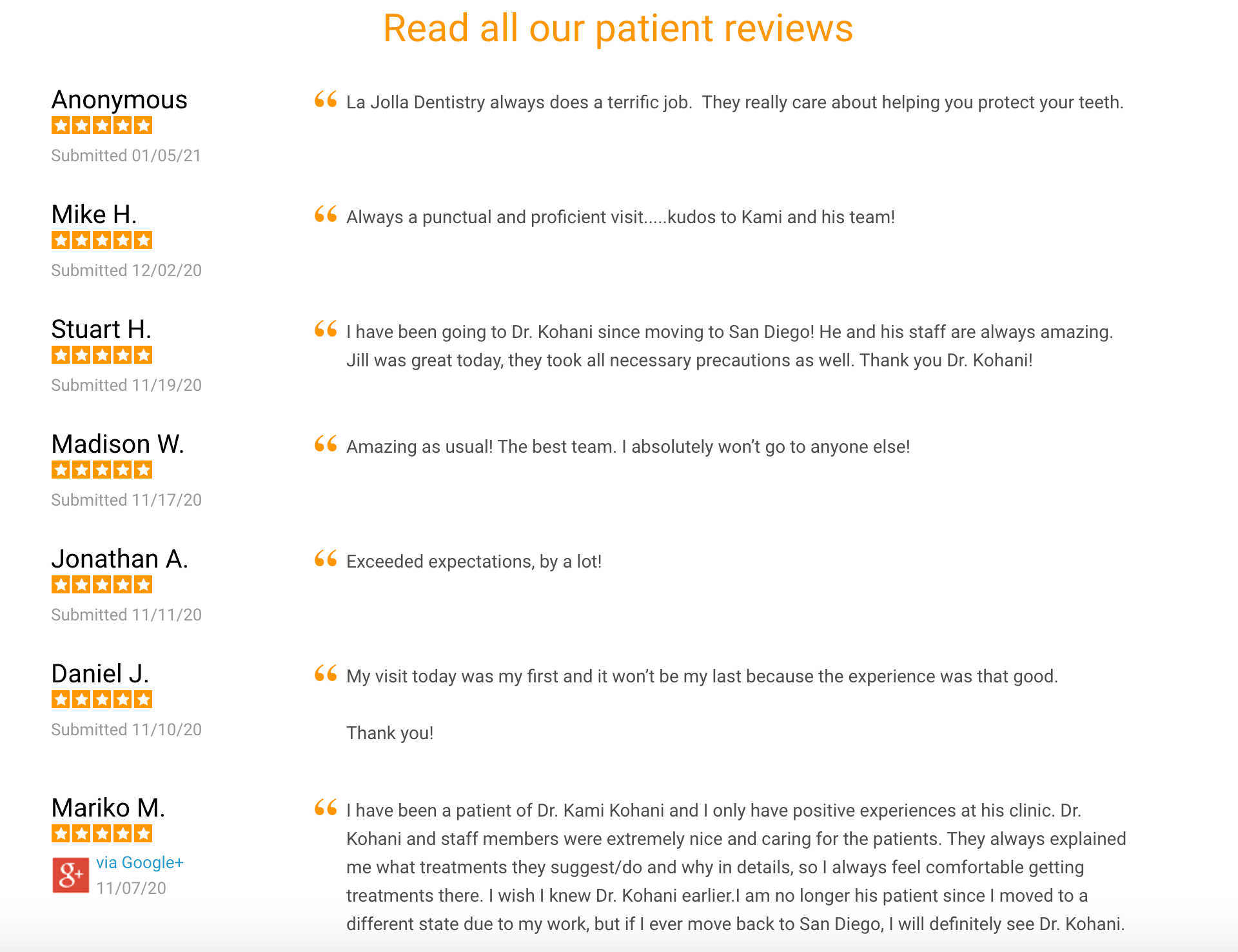 PatientConnect365 review of La Jolla Cosmetic Dentistry & Orthodontics